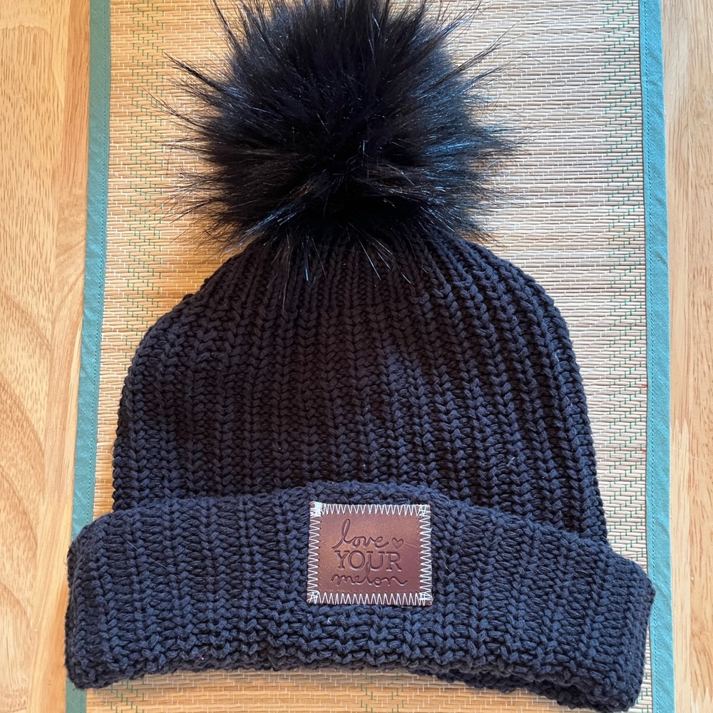 Black Love Your Melon Pom beanie